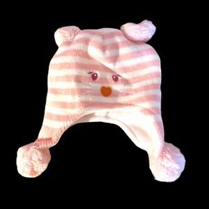 Toddler Pink/White Winter Hat ~ Size Medium
